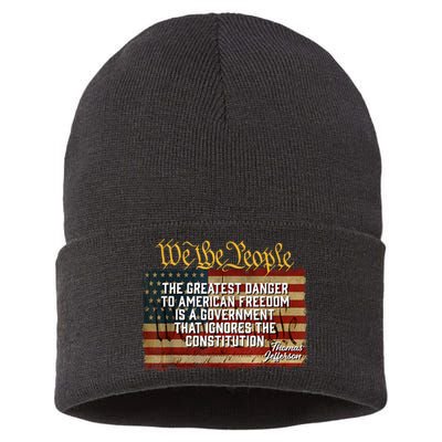 The Greatest Danger To American Freedom Thomas Jefferson Sustainable Knit Beanie