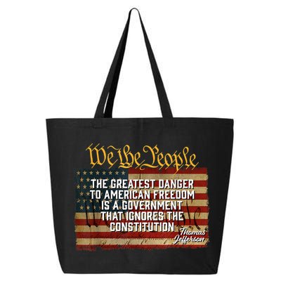 The Greatest Danger To American Freedom Thomas Jefferson 25L Jumbo Tote