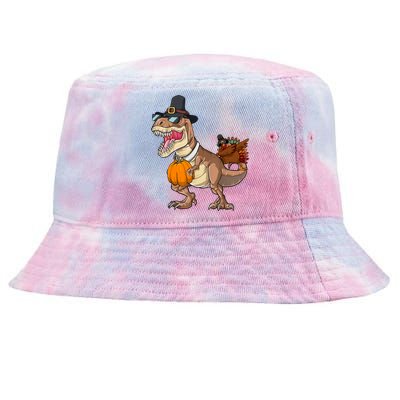 Tmeaningful Giftrex Dinosaur Dabbing Turkey Thanksgiving Family Funny Gift Cute Tie-Dyed Bucket Hat