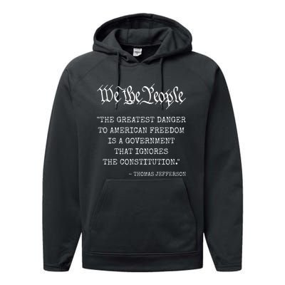 The Greatest Danger To Freedom Quote Thomas Jefferson Performance Fleece Hoodie