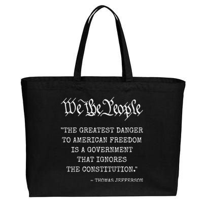 The Greatest Danger To Freedom Quote Thomas Jefferson Cotton Canvas Jumbo Tote