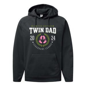 Twin Girl Dad Est 2024 Twin Dad To Be New Daddy Performance Fleece Hoodie