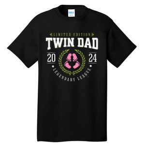 Twin Girl Dad Est 2024 Twin Dad To Be New Daddy Tall T-Shirt