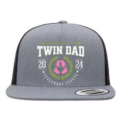 Twin Girl Dad Est 2024 Twin Dad To Be New Daddy Flat Bill Trucker Hat