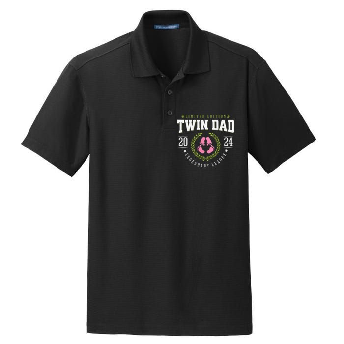 Twin Girl Dad Est 2024 Twin Dad To Be New Daddy Dry Zone Grid Polo