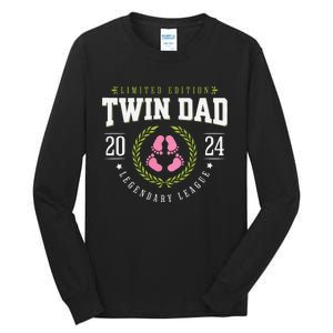 Twin Girl Dad Est 2024 Twin Dad To Be New Daddy Tall Long Sleeve T-Shirt