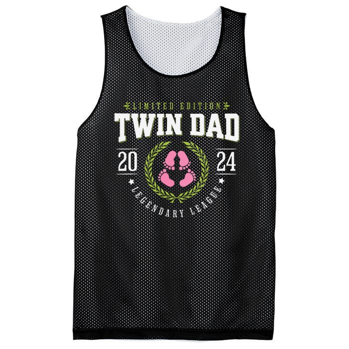 Twin Girl Dad Est 2024 Twin Dad To Be New Daddy Mesh Reversible Basketball Jersey Tank