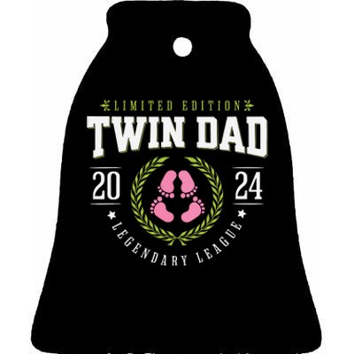 Twin Girl Dad Est 2024 Twin Dad To Be New Daddy Ceramic Bell Ornament