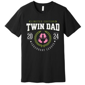 Twin Girl Dad Est 2024 Twin Dad To Be New Daddy Premium T-Shirt