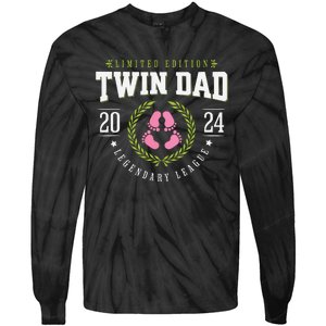 Twin Girl Dad Est 2024 Twin Dad To Be New Daddy Tie-Dye Long Sleeve Shirt