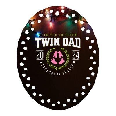 Twin Girl Dad Est 2024 Twin Dad To Be New Daddy Ceramic Oval Ornament