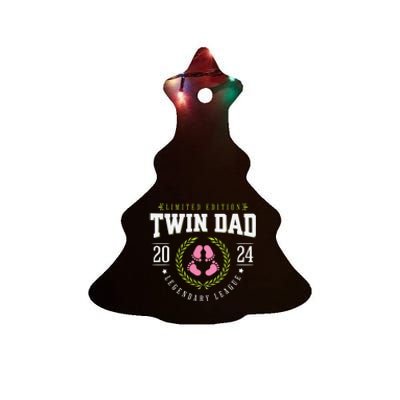 Twin Girl Dad Est 2024 Twin Dad To Be New Daddy Ceramic Tree Ornament