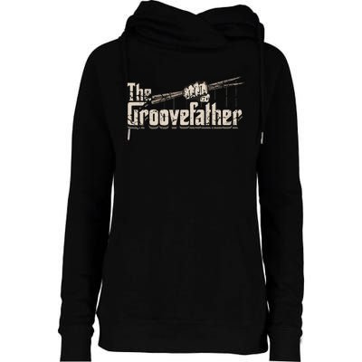 The Groovefather Drums Drumming Gifts Band Drummer Womens Funnel Neck Pullover Hood