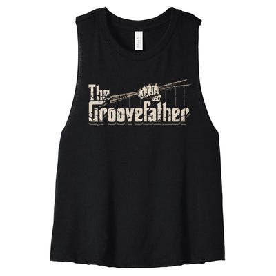 The Groovefather Drums Drumming Gifts Band Drummer Women's Racerback Cropped Tank