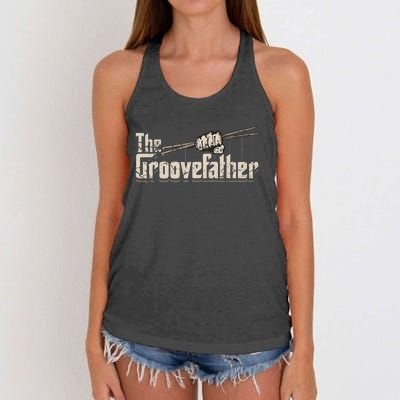 The Groovefather Drums Drumming Gifts Band Drummer Women's Knotted Racerback Tank