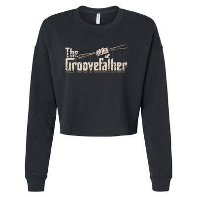 The Groovefather Drums Drumming Gifts Band Drummer Cropped Pullover Crew