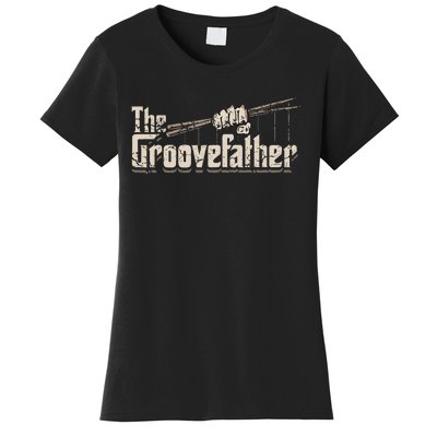 The Groovefather Drums Drumming Gifts Band Drummer Women's T-Shirt