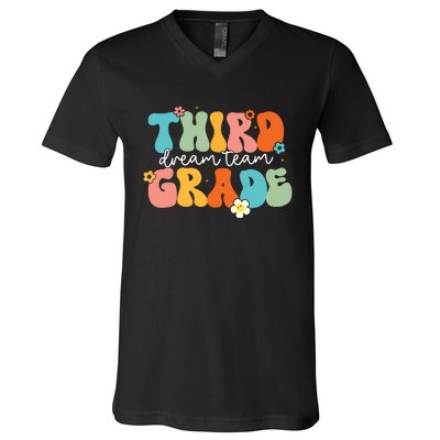 Third Grade Dream Team Back To School Teachers Students V-Neck T-Shirt