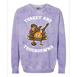 Thanksgiving Gift Dabbing Turkey Touchdown Football Gift Colorblast Crewneck Sweatshirt