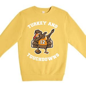 Thanksgiving Gift Dabbing Turkey Touchdown Football Gift Premium Crewneck Sweatshirt