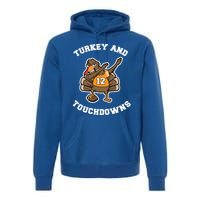 Thanksgiving Gift Dabbing Turkey Touchdown Football Gift Premium Hoodie