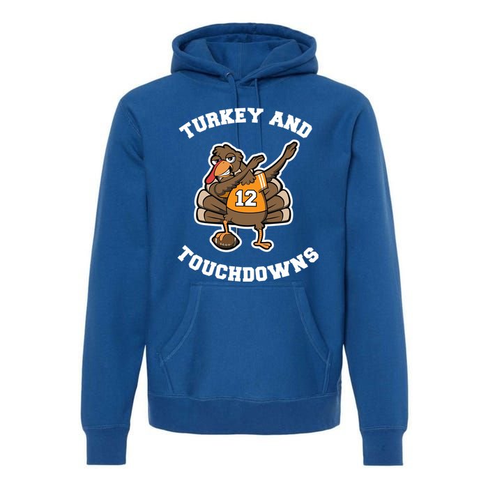 Thanksgiving Gift Dabbing Turkey Touchdown Football Gift Premium Hoodie