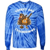 Thanksgiving Gift Dabbing Turkey Touchdown Football Gift Tie-Dye Long Sleeve Shirt