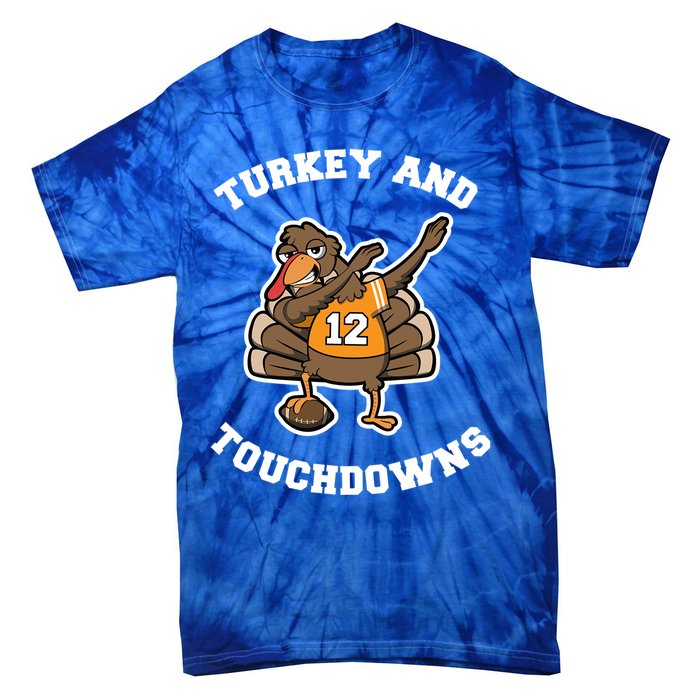 Thanksgiving Gift Dabbing Turkey Touchdown Football Gift Tie-Dye T-Shirt