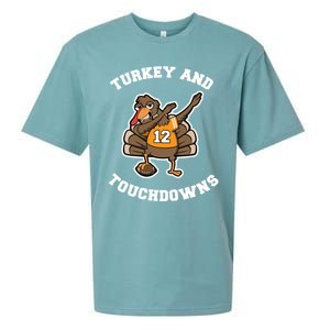 Thanksgiving Gift Dabbing Turkey Touchdown Football Gift Sueded Cloud Jersey T-Shirt