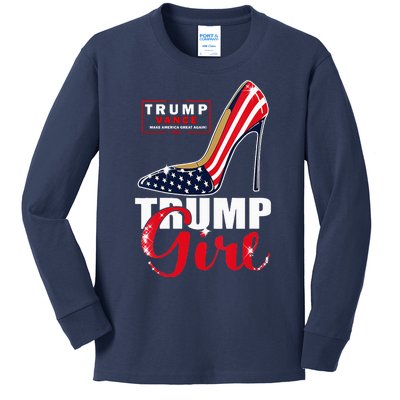 Trump Girl Donald Trump 2024 Jd Vance United States Presidential Election Kids Long Sleeve Shirt