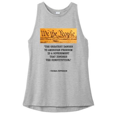 The Greatest Danger To Freedom Quote Thomas Jefferson Top Ladies PosiCharge Tri-Blend Wicking Tank