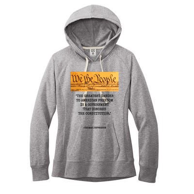 The Greatest Danger To Freedom Quote Thomas Jefferson Top Women's Fleece Hoodie