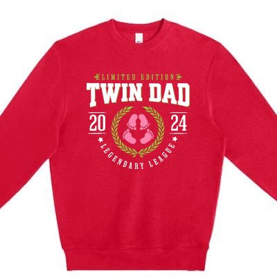 Twin Girl Dad Est 2024 Twin Dad To Be New Daddy Premium Crewneck Sweatshirt