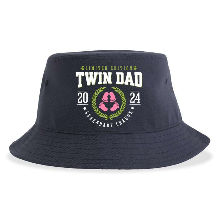 Twin Girl Dad Est 2024 Twin Dad To Be New Daddy Sustainable Bucket Hat