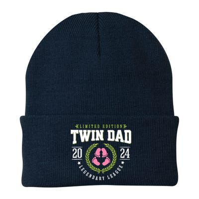 Twin Girl Dad Est 2024 Twin Dad To Be New Daddy Knit Cap Winter Beanie