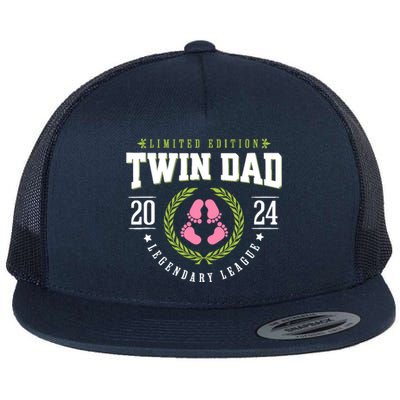 Twin Girl Dad Est 2024 Twin Dad To Be New Daddy Flat Bill Trucker Hat