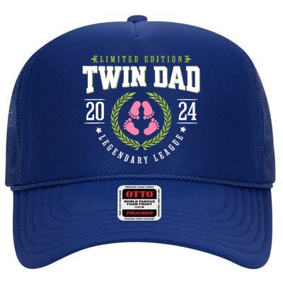 Twin Girl Dad Est 2024 Twin Dad To Be New Daddy High Crown Mesh Back Trucker Hat