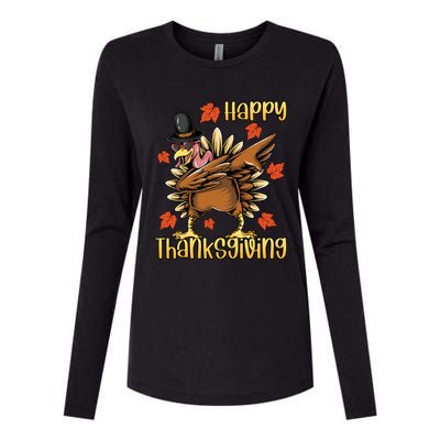 Thanksgiving Gift Dabbing Turkey Fall Cute Gift Womens Cotton Relaxed Long Sleeve T-Shirt