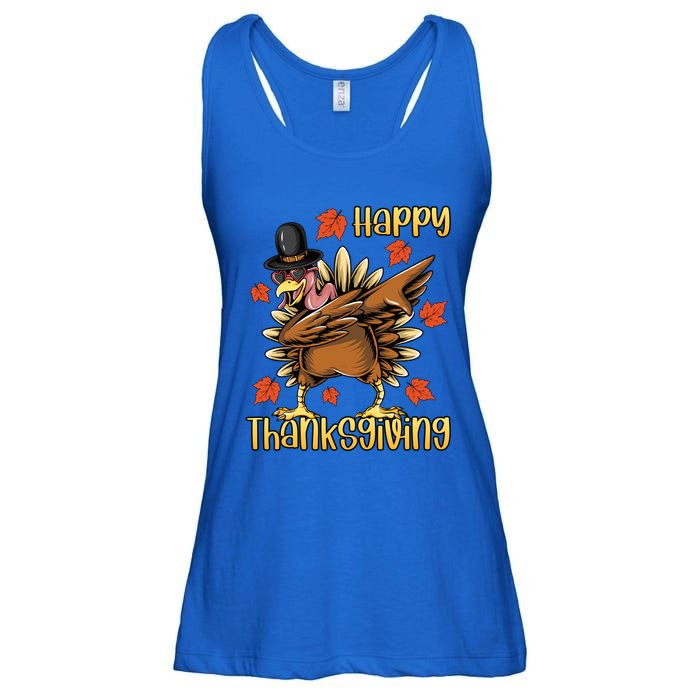 Thanksgiving Gift Dabbing Turkey Fall Cute Gift Ladies Essential Flowy Tank