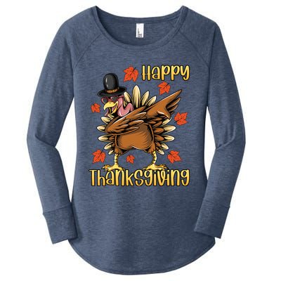 Thanksgiving Gift Dabbing Turkey Fall Cute Gift Women's Perfect Tri Tunic Long Sleeve Shirt