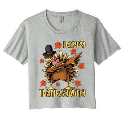 Thanksgiving Gift Dabbing Turkey Fall Cute Gift Women's Crop Top Tee