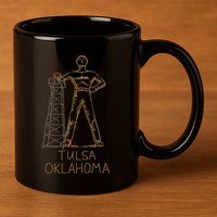 Tulsa Golden Driller Oklahoma 11oz C Handle Ceramic Mug