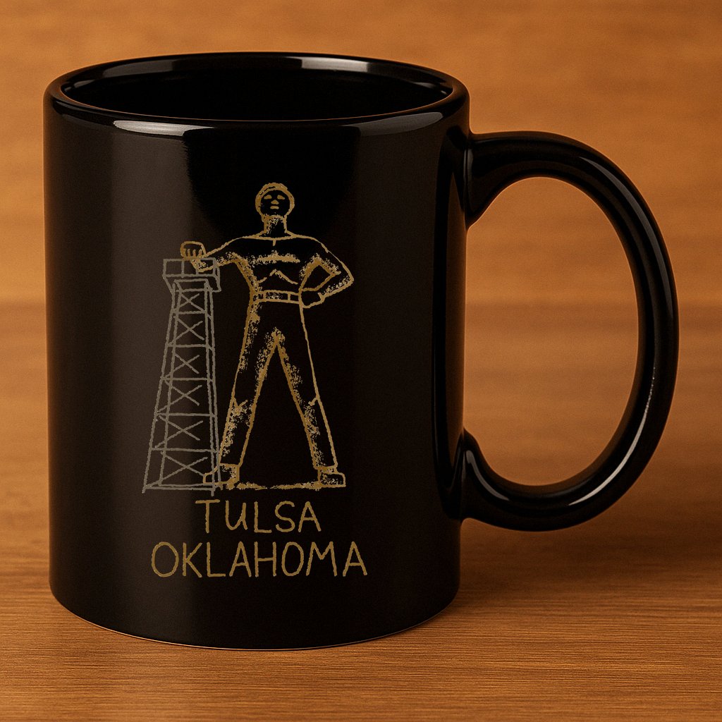 Tulsa Golden Driller Oklahoma 11oz C Handle Ceramic Mug