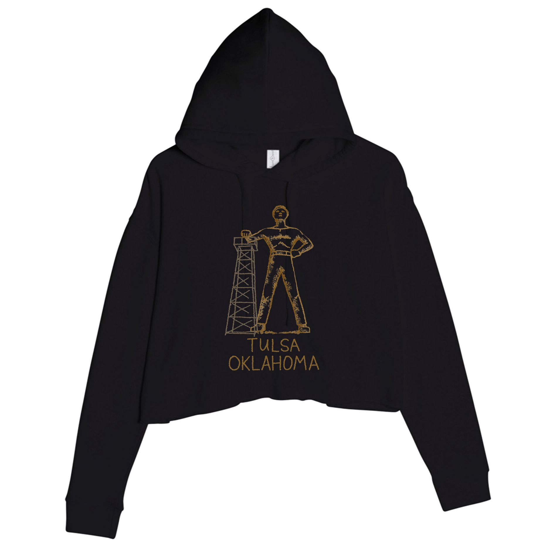 Tulsa Golden Driller Oklahoma Crop Fleece Hoodie