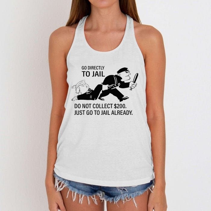 Trump Go Directly To Jail Do Not Collect $200 Women's Knotted Racerback Tank