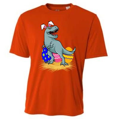 Tmeaningful Giftrex Dinosaur Easter Holiday Bunny Ears Color Egg Hunt Funny Gift Cooling Performance Crew T-Shirt