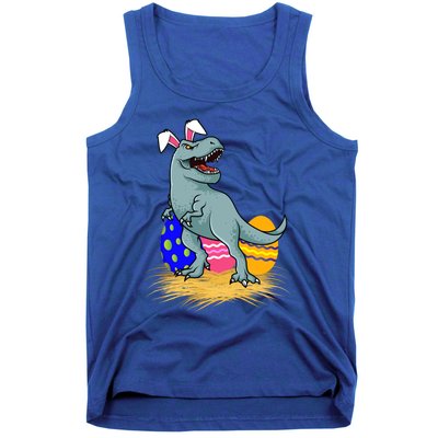 Tmeaningful Giftrex Dinosaur Easter Holiday Bunny Ears Color Egg Hunt Funny Gift Tank Top