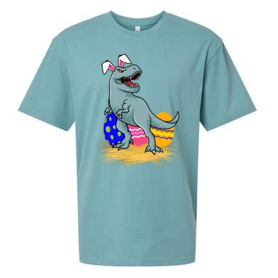 Tmeaningful Giftrex Dinosaur Easter Holiday Bunny Ears Color Egg Hunt Funny Gift Sueded Cloud Jersey T-Shirt