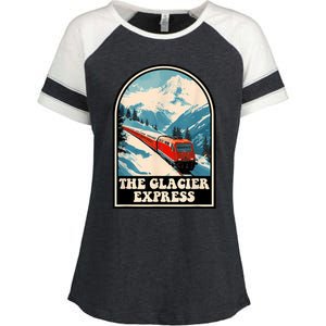 The Glacier Express Switzerland Swiss Train Mountains Winter Enza Ladies Jersey Colorblock Tee