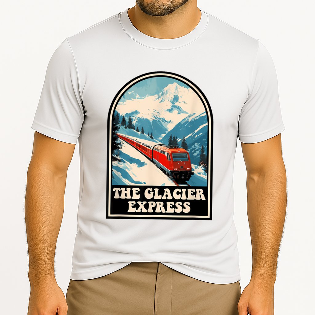 The Glacier Express Switzerland Swiss Train Mountains Winter Cooling Performance Crew T-Shirt